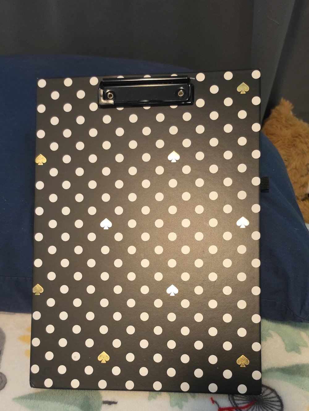 kate spade Black and White Polka Dot Clipboard Folder with Gold Accents